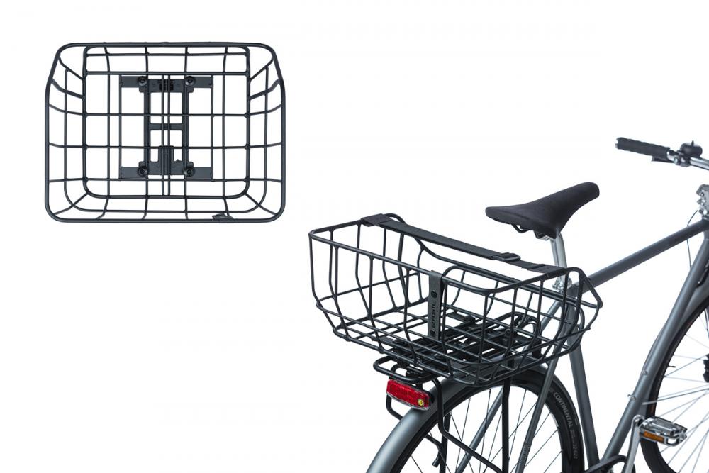 Basil Portland MIK Hinterradkorb 25 Liter matt schwarz - Aluminium - inkl. MIK-Adapterplatte