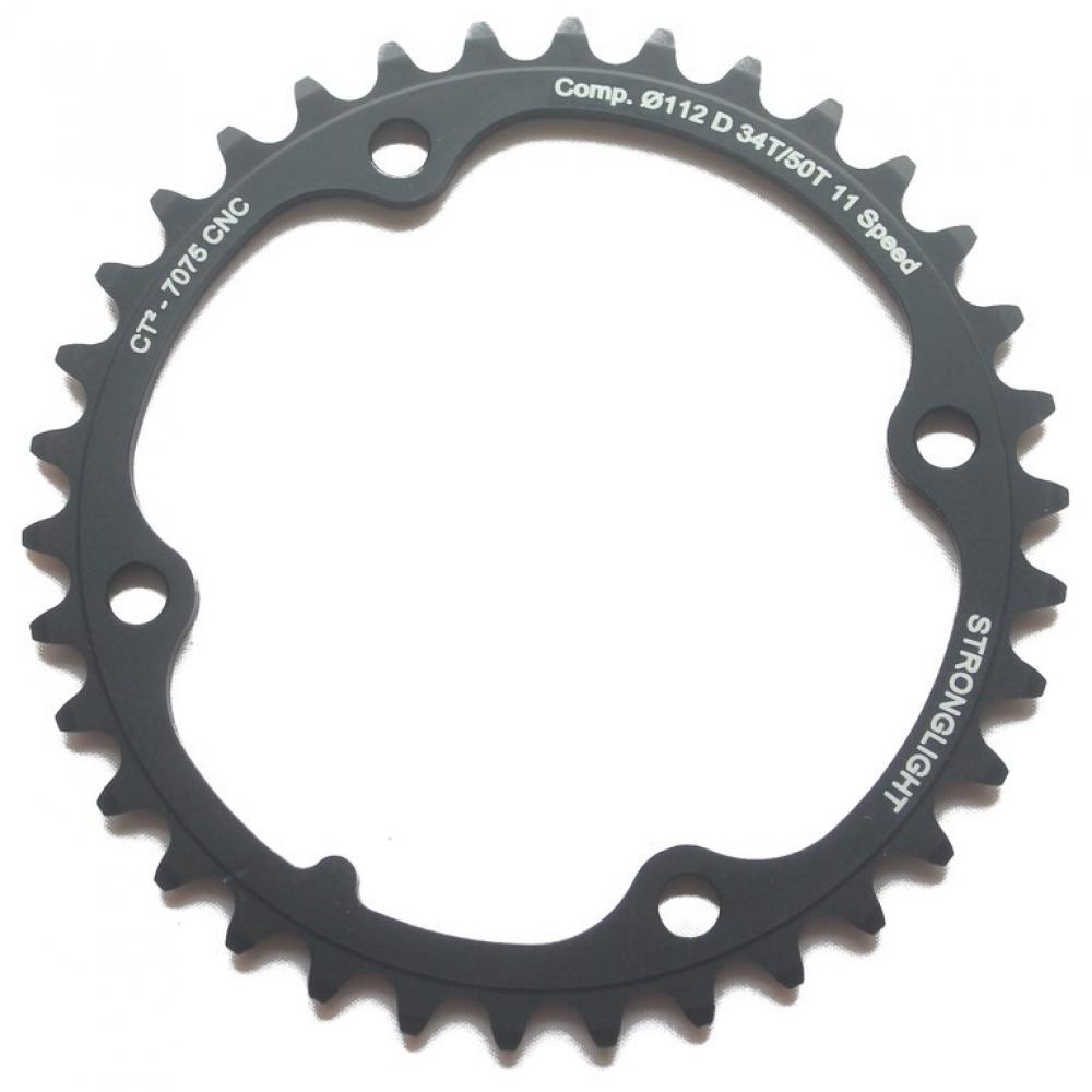 Stronglight Kettenblatt 7075 schwarz 36Z 11-fach 112 BCD für Campagnolo Kurbeln.
