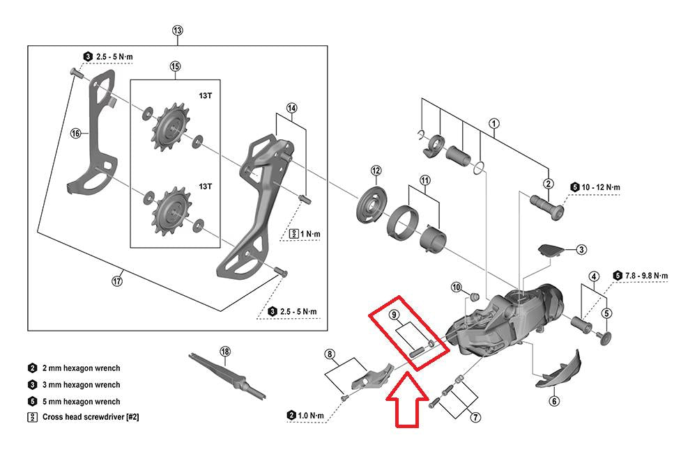 SHIMANO Einstellschraube für RD-M9250 mit Platte