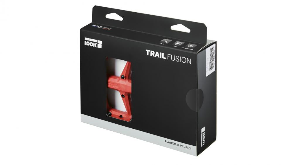 Look Trail Fusion Plattformpedale rot, Composite-Pedalkörper & Chromoly-Achse, 107×105 mm, 8 austauschbare Pins pro Seite,1 Paar