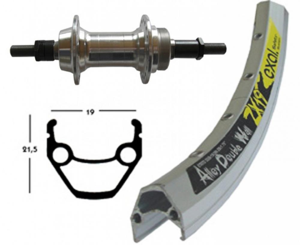 Bike-Parts Laufrad Hinterrad 26x1.75 Alunabe silber Festachse 36-Loch Exal ZX 19 silber Nirosta-Speichen