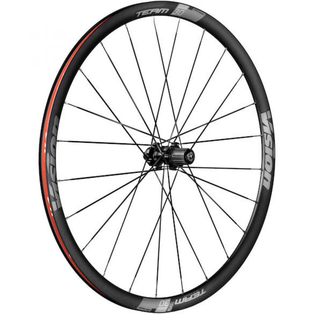 Vision Laufradsatz Team 30 Disc TLR 622x19x30 mm Schwarz/grau - leichtes Upgrade für Scheibenbremsen
