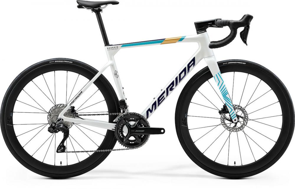 Merida Scultura 6000 Rennrad L Pearl-Blue-Team, Carbonrahmen, Shimano 105 Di2 12-fach, hydraulische Scheibenbremsen, Vision SC30 Carbon Laufräder, ca 8,2 kg