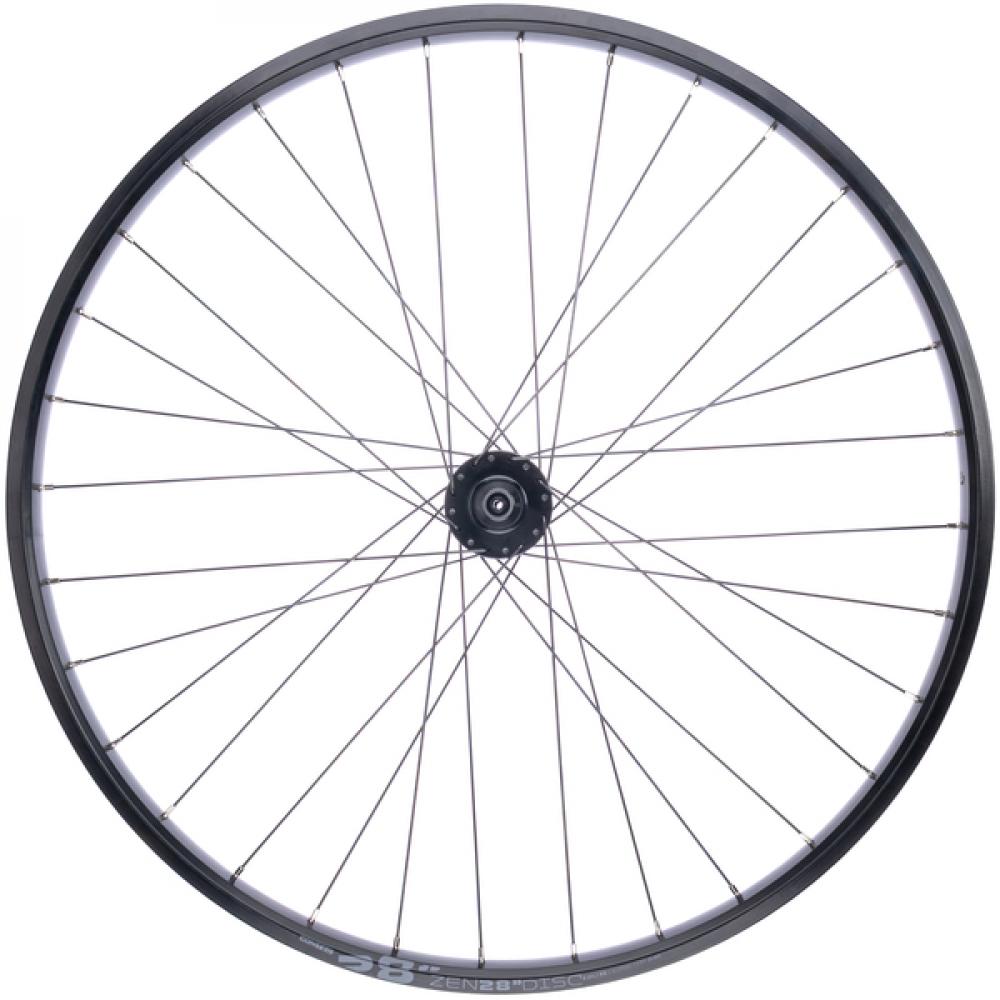 CONTEC Vorderrad "ZEN DISC + EROQ DB"nFelge: CONTEC Hohlkammer "Zen 28 Disc", 28"/29", 19-622, Höhe: 21 mm, 32 Loch, SV Ventil, für Scheibenbremse, keine Ösen, max. Systemgewicht 150 kg, geeignet für E-Bikes, schwarz (0.349.818/7)nNabe: CONTEC Vorderradna