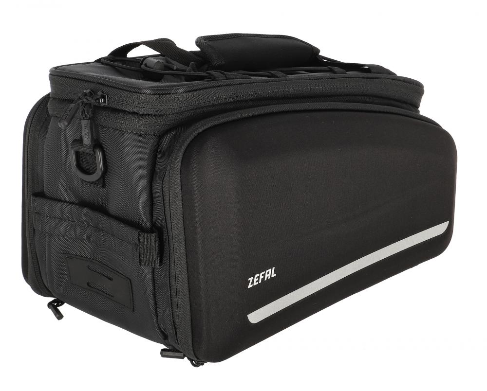 Zefal Z Traveler 80 Gepäckträgertasche, schwarz, erweiterbar 8-32L, mit Seitentaschen und Velcro-Befestigung.