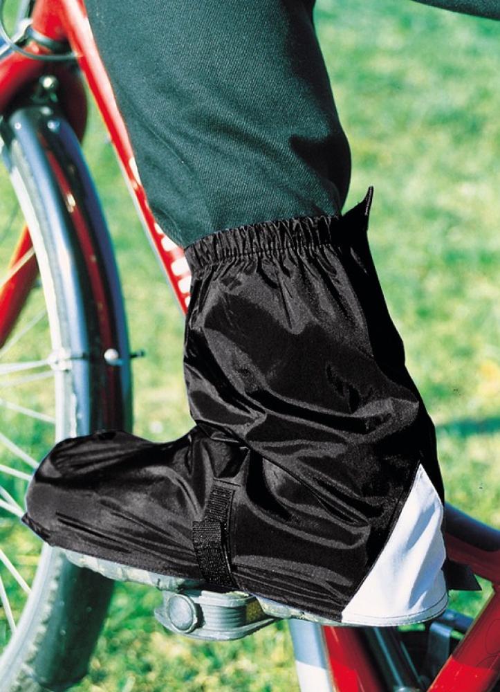 HOCK gamAs Fahrrad-Überschuh knöchellang schwarz aus Nylon mit Klettverschluss am Pedal.