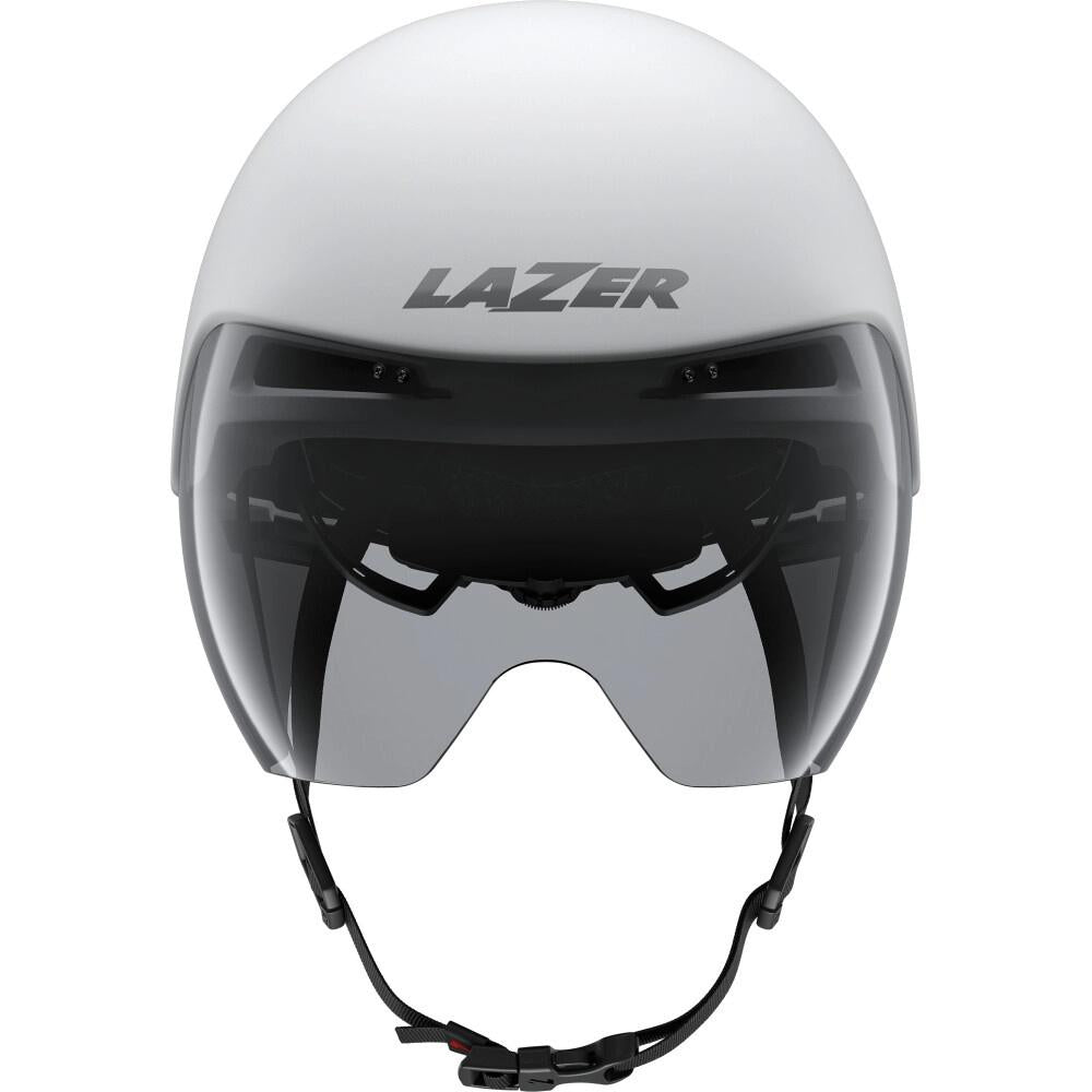 LAZER Volante KinetiCore Triathlon-/Zeitfahrhelm M Matt White Silver - maximale Aerodynamik