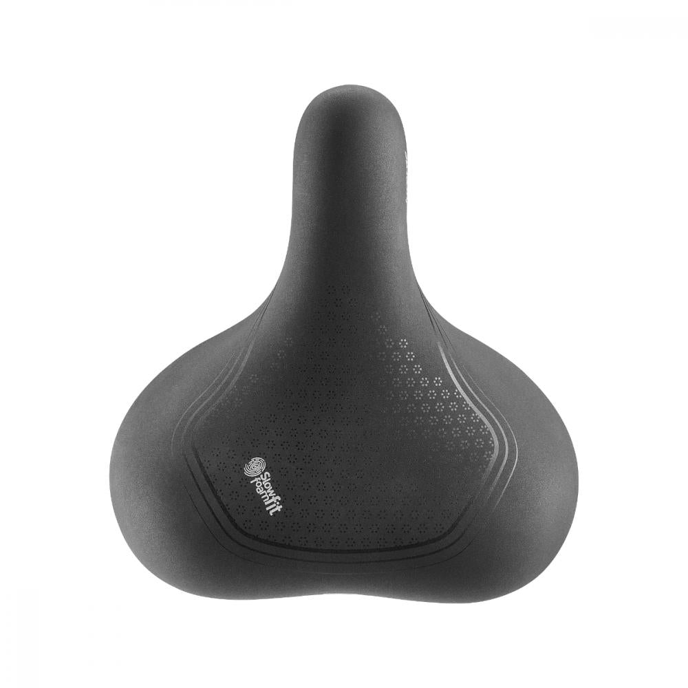 Schwarzer Selle Royal Aurorae Relaxed Fahrradsattel mit Royalgel, Slow Foamfit, druckentlastend, für City & Trekking.