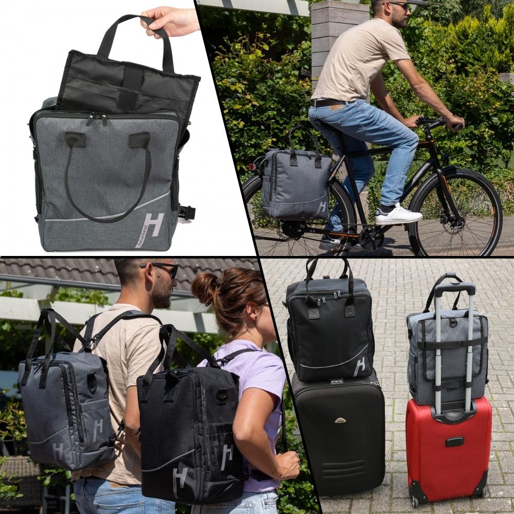 Haberland Bike-Rucksack More Than Work anthrazit - vielseitige Gepäckträger-Tasche und Rucksack