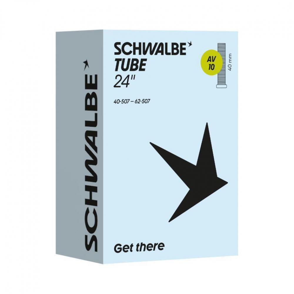 Schwalbe Fahrradschlauch 24 Zoll, AV10 Autoventil 40mm, ETRTO 40/62-507, zuverlässig.