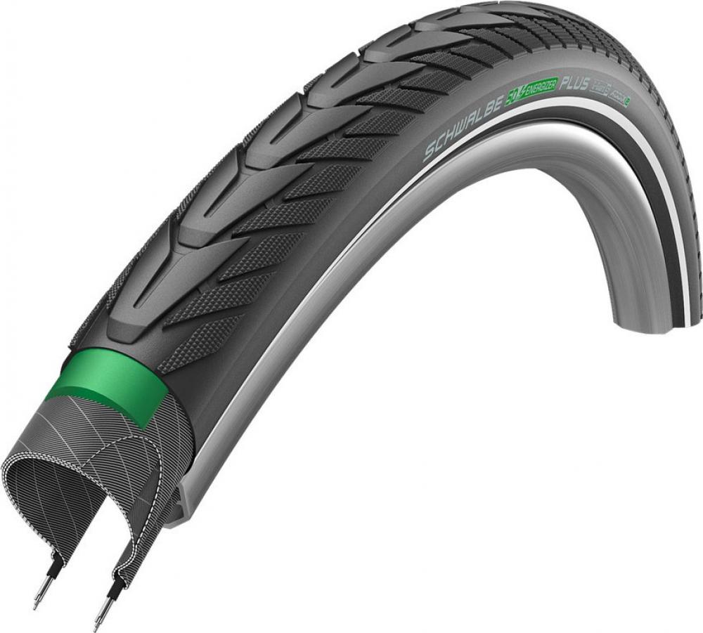 Schwalbe Energizer Plus HS492 E-Bike Reifen (50 km/h) mit GreenGuard Pannenschutz und Reflexstreifen, Querschnitt.