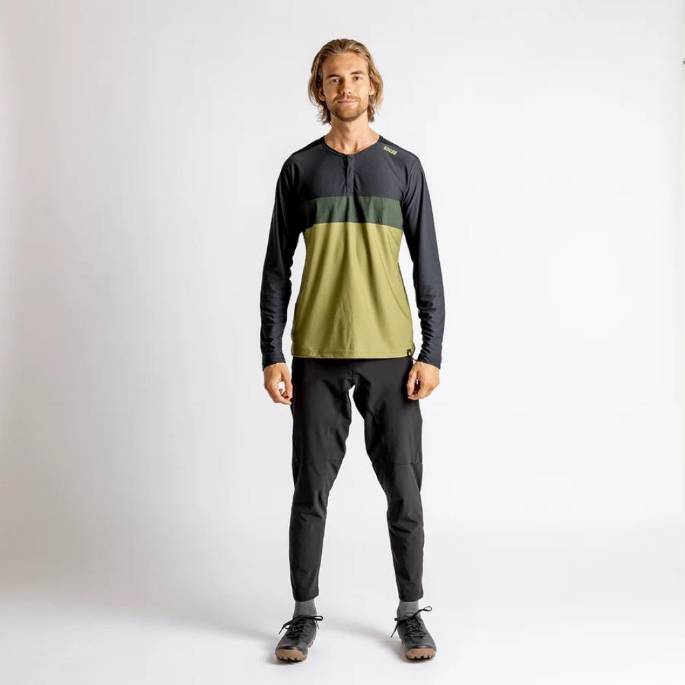 IXS Sports Division iXS Flow XTG Long Sleeve Henley S Olive/Black - atmungsaktives Bike-Henley