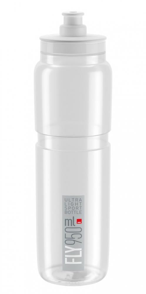 Elite Trinkflasche Fly 950 ml klar/grau, ultraleicht für Sport und Fahrrad.