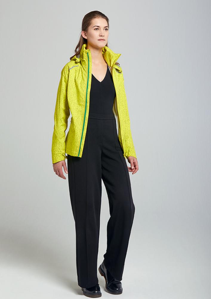 Basil Skane HiVis Damen Regenjacke neongelb, 360° reflektierend, wasserdicht & atmungsaktiv, taillierter Schnitt