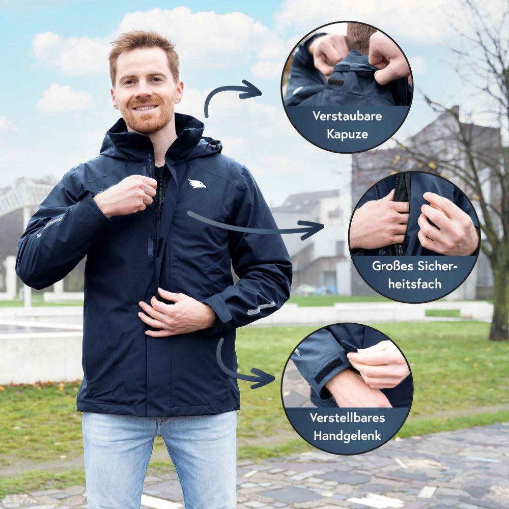 Valkental Jacke 3in1 Smart Jacket wasserdichte Jacke mit Fleece Zipp-In Herren XL dunkelblau