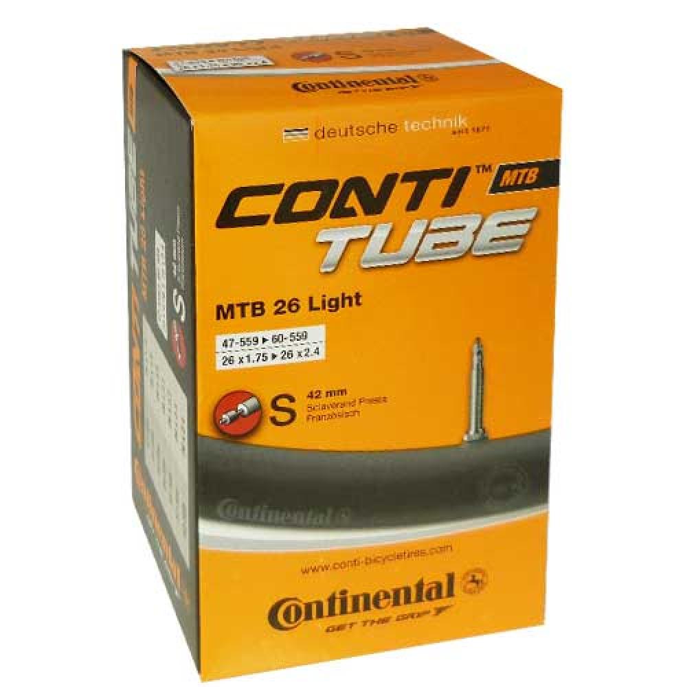 Continental Conti MTB 26 light Fahrradschlauch, 26x1.75-2.40 (47-60-559) mit 42mm SV (Presta) Ventil.