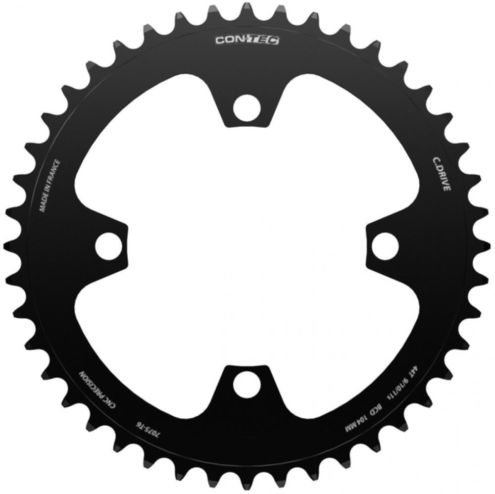 CONTEC Kettenblatt "C.Drive B"n4-Arm, 104mm Lochkreis, 9-/10-/11-fach, 3/32", Narrow-Wide (NW) Zahnprofil, Aluminium 7075, schwarznSB-verpackt, passend für Bosch Antrieb Gen.1, Gen.3 und Gen.4, 44 Zähne