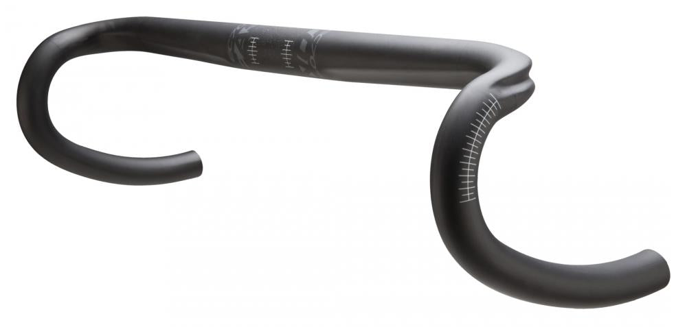 Easton EC70 SL Di2 Carbon Rennradlenker, leichter Performance-Dropbar, schwarz mit weißen Einstellmarkierungen.