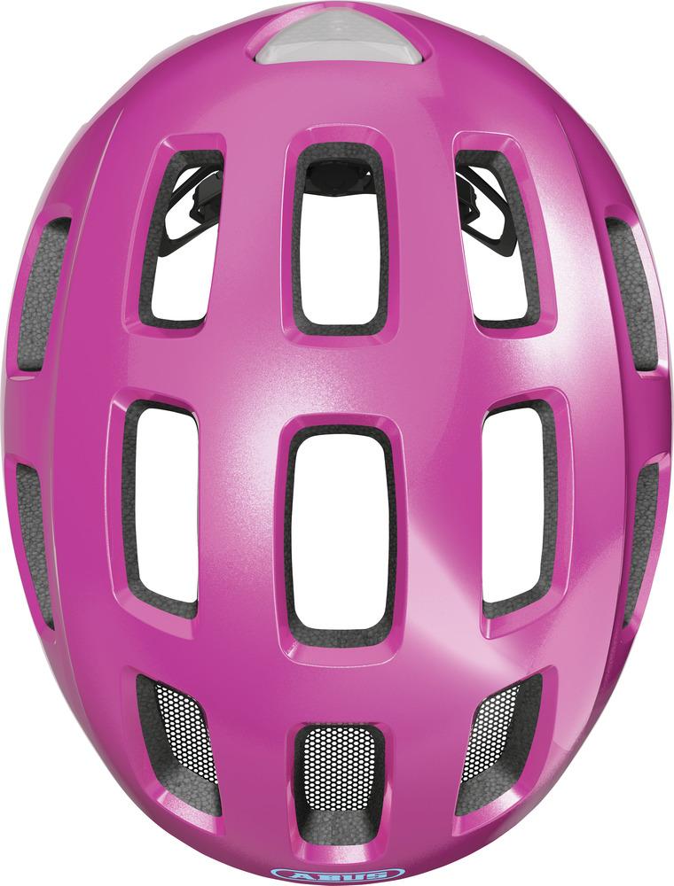 Abus Kinderfahrradhelm Youn-I 2.0 in glitzerndem Pink, Größe M 52-57cm mit Belüftung.