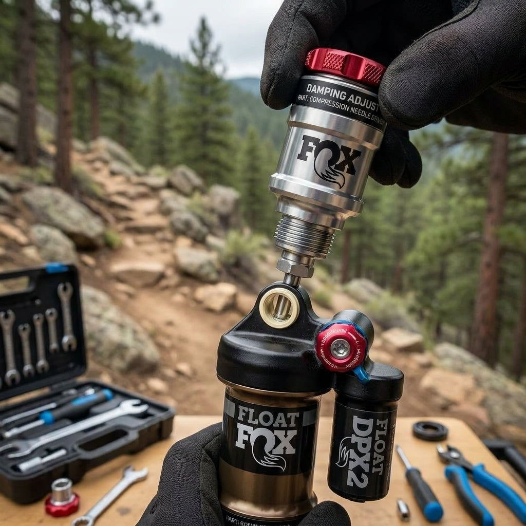 FOX Dämpfung Einstellwerkzeug für Float DPX2 Dämpfer. Präzise Compression Needle Driver für Mountainbike Fahrwerksabstimmung.