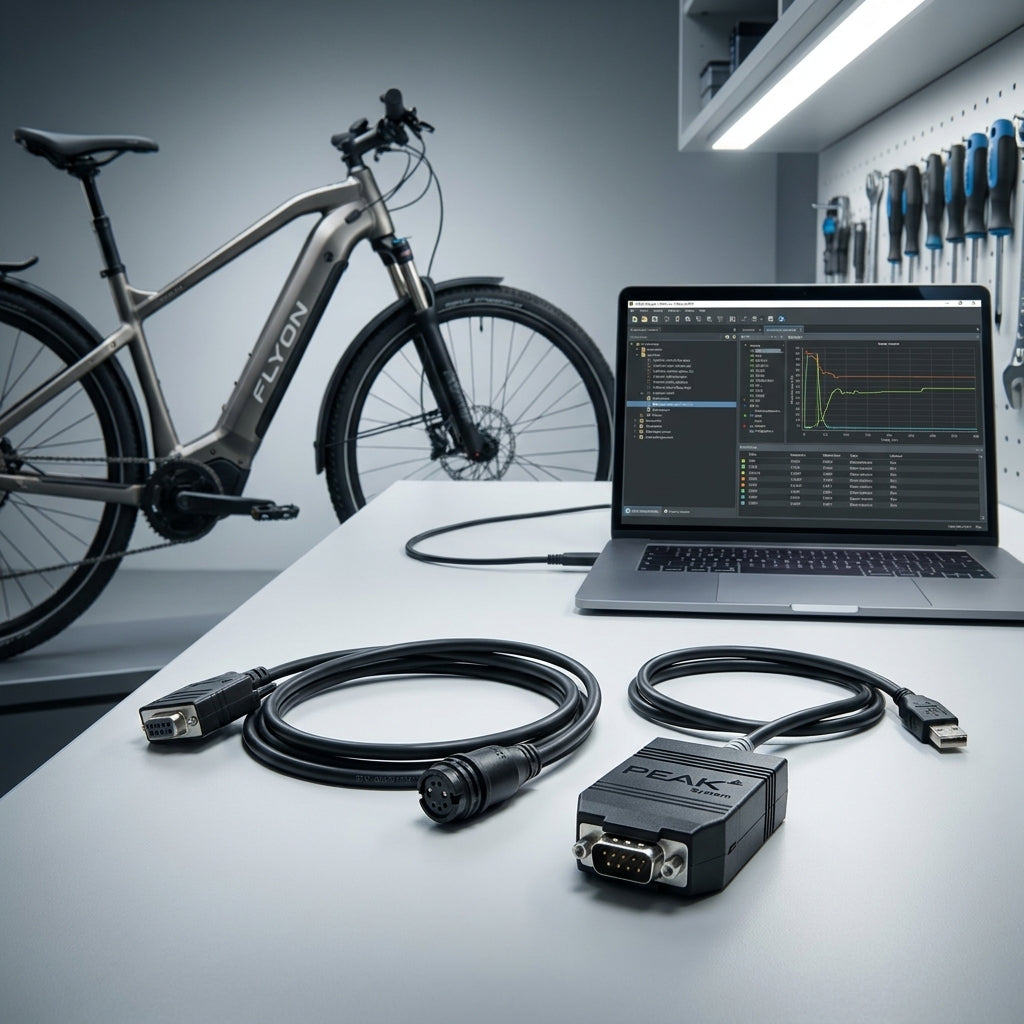 TQ FLYON eBike Diagnose Servicekabel Set: USB Canbus Adapter für detaillierte Fehleranalyse und Wartung. Perfekt für eBike-Profis.