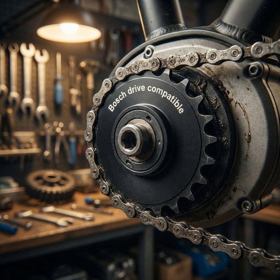 Stronglight E-Bike Ritzel 16 Zähne, Bosch drive kompatibel, mit Kette in Werkstatt.