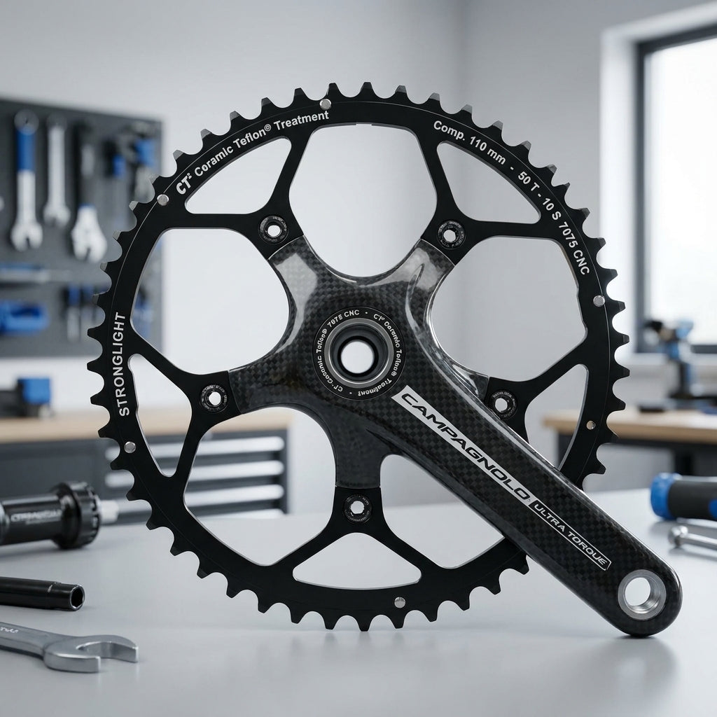 Stronglight Kettenblatt Typ 110 C innen, 38 Zähne, schwarz, 10-fach, Campagnolo Ultra Torque kompatibel für Rennrad.