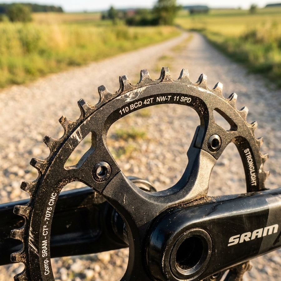Stronglight Gravel Kettenblatt 42 Zähne schwarz für Sram. Hochwertiges 7075-T6 Aluminium mit CT² Beschichtung für beste Performance.
