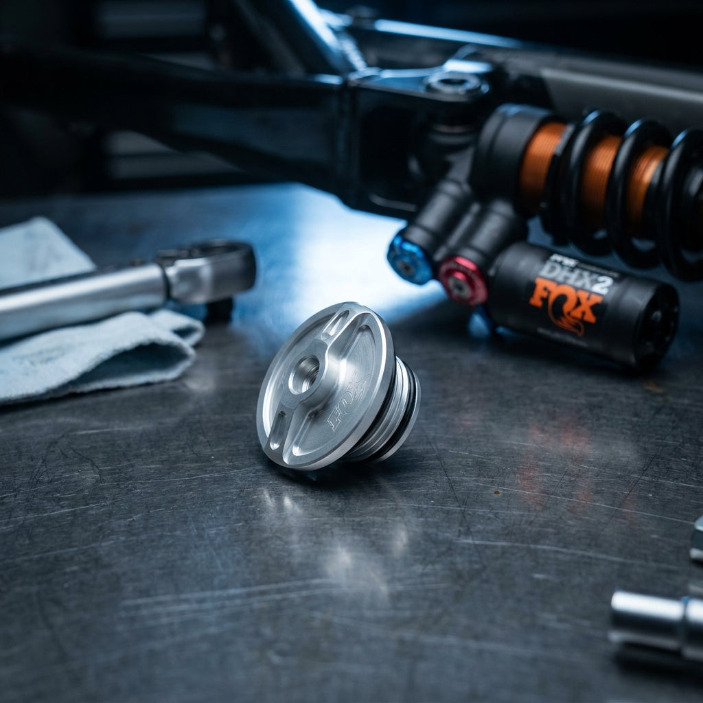 FOX Service Set Reservoir Cap DHX2 für Mountainbike Dämpfer. Präzise Wartung, Original Ersatzteil für optimale Federungs-Performance.