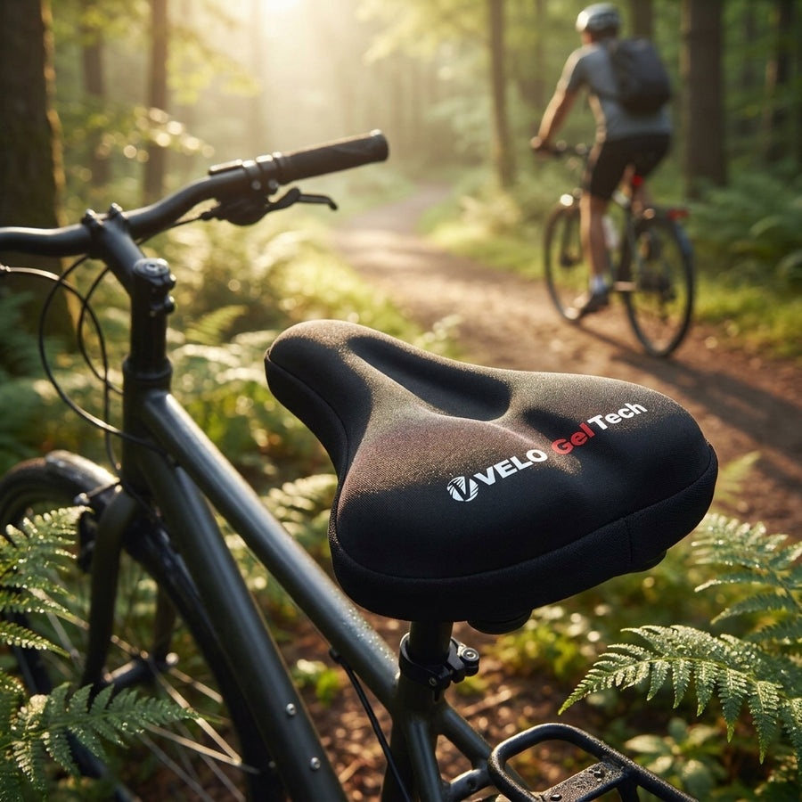 Schwarzer VELO GelTech Gel-Sattelüberzug, breit, für MTB/Touring-Fahrrad.
