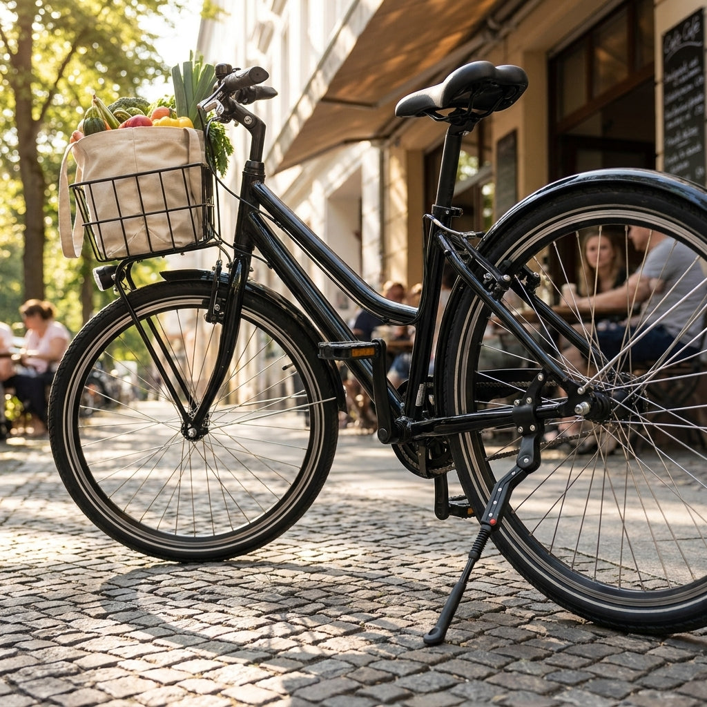 Hebie Fox L Hinterbauständer, 24 Zoll Fahrrad, schwarz. Universelle Montage, Rahmenschutz, 25 kg Traglast für sicheren Stand.