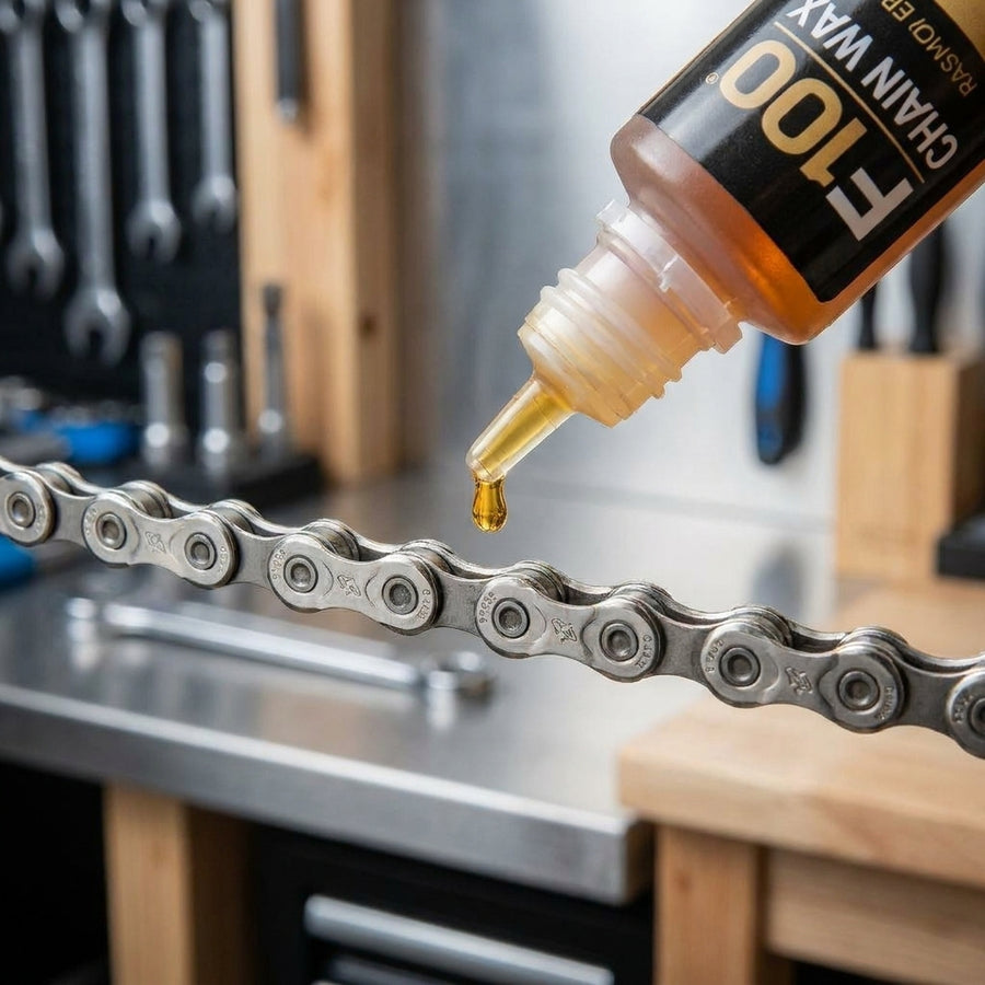 F100 Kettenwachs mit Bienenwachs für extreme Schmierleistung, Schutz vor Verschleiß und Korrosion. Fahrradkettenpflege.