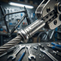 SHIMANO Endkappe für 1,2 mm Schaltzug wird in Fahrradwerkstatt mit Spezialwerkzeug angebracht.