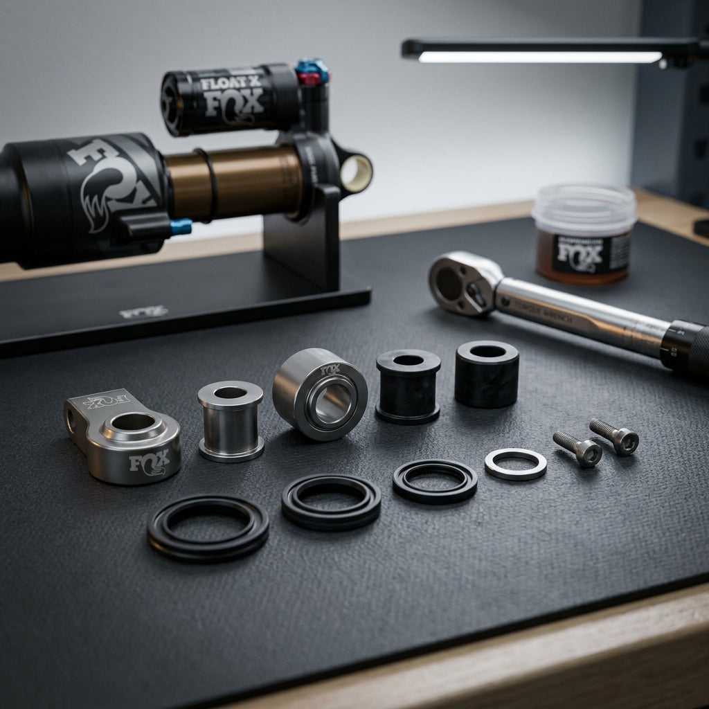 FOX Service Set Eyelet Sub Assy für 2022 FLOAT X DHX SH Dämpfer. Präzise Wartung, reduziert Spiel und Verschleiß.