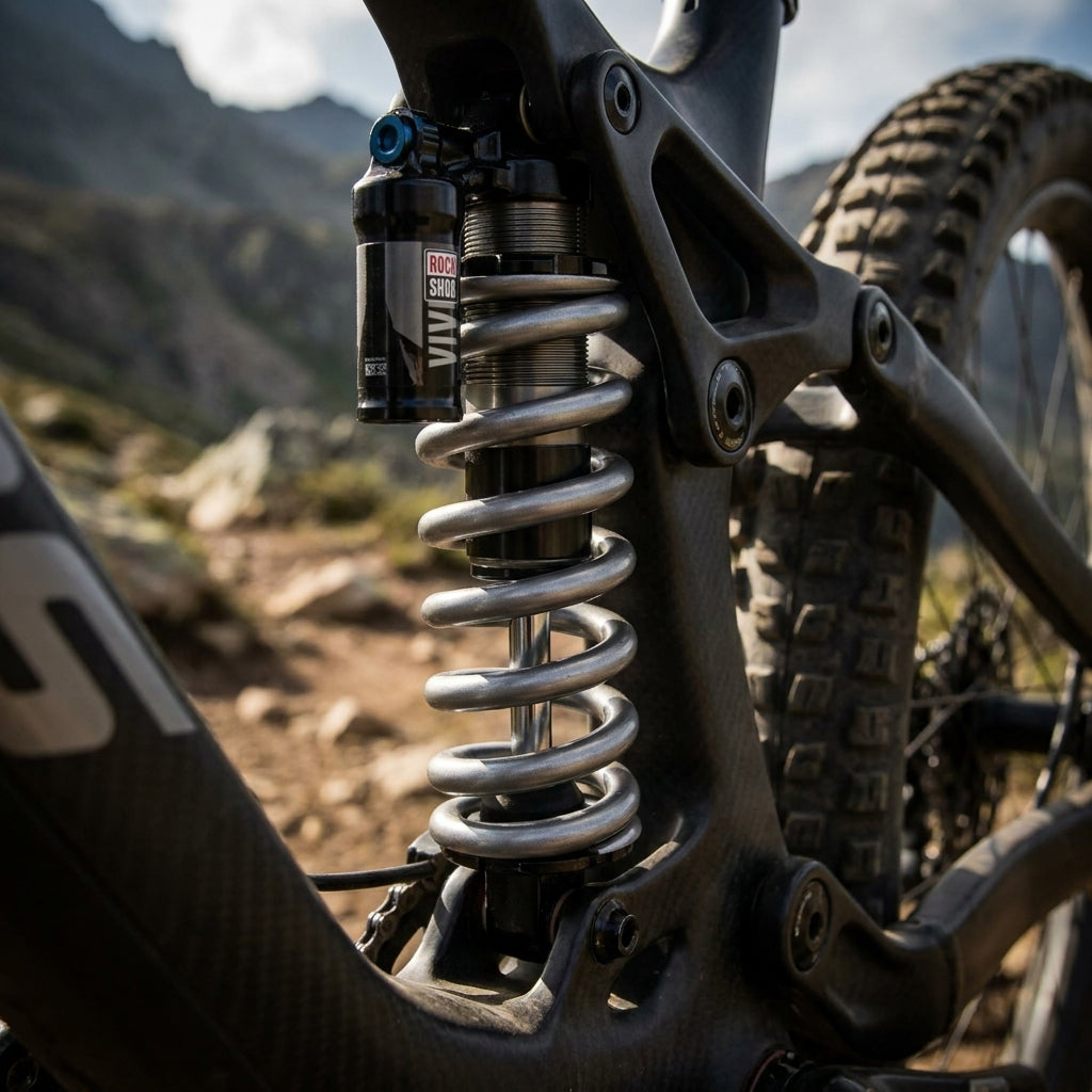Rockshox Feder grau 400LB für Vivid Hinterbaudämpfer am Mountainbike.