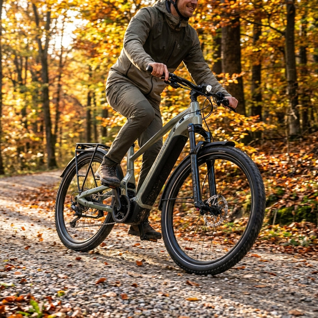 Haibike Adventr 4 SUV E-Bike Fully grey-bamboo. Komfortables Trekking E-Bike mit Bosch Motor für Alltag & Abenteuer.
