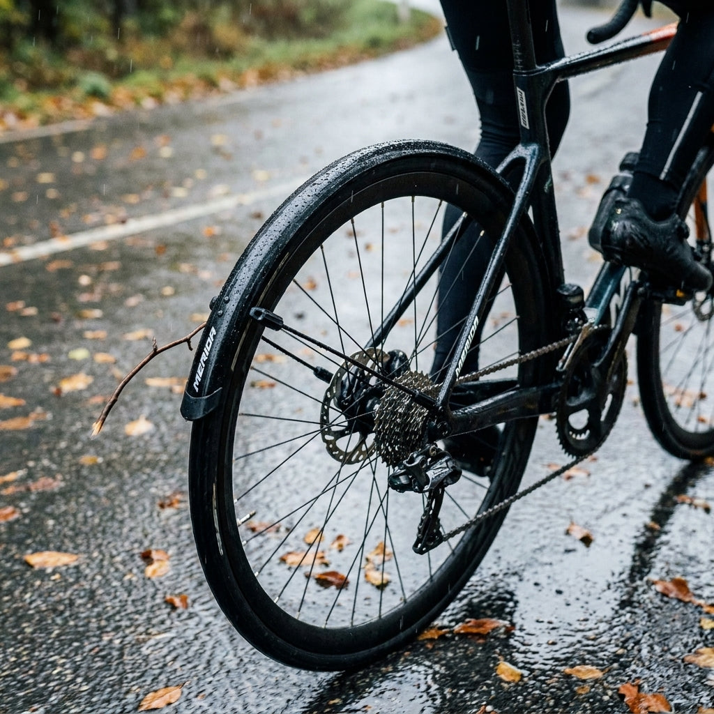 Merida Schutzblechstreben Befestigung aus schwarzem Kunststoff mit POP-OFF Technologie für sichere Radfahrten.