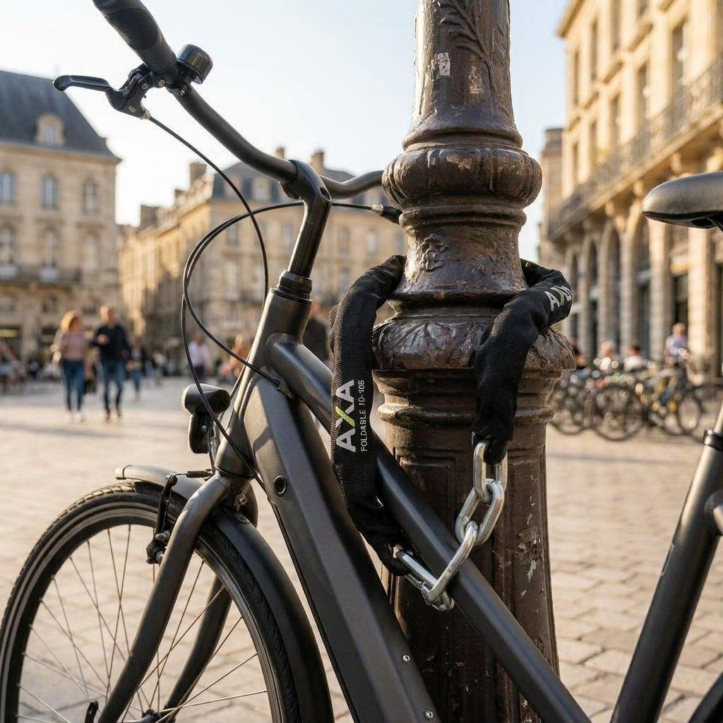 AXA Faltschloss Foldable 10-105: Hochsicheres, flexibles Fahrradschloss für urbanes Pendeln. Schützt Ihr Bike zuverlässig und rahmenschonend.