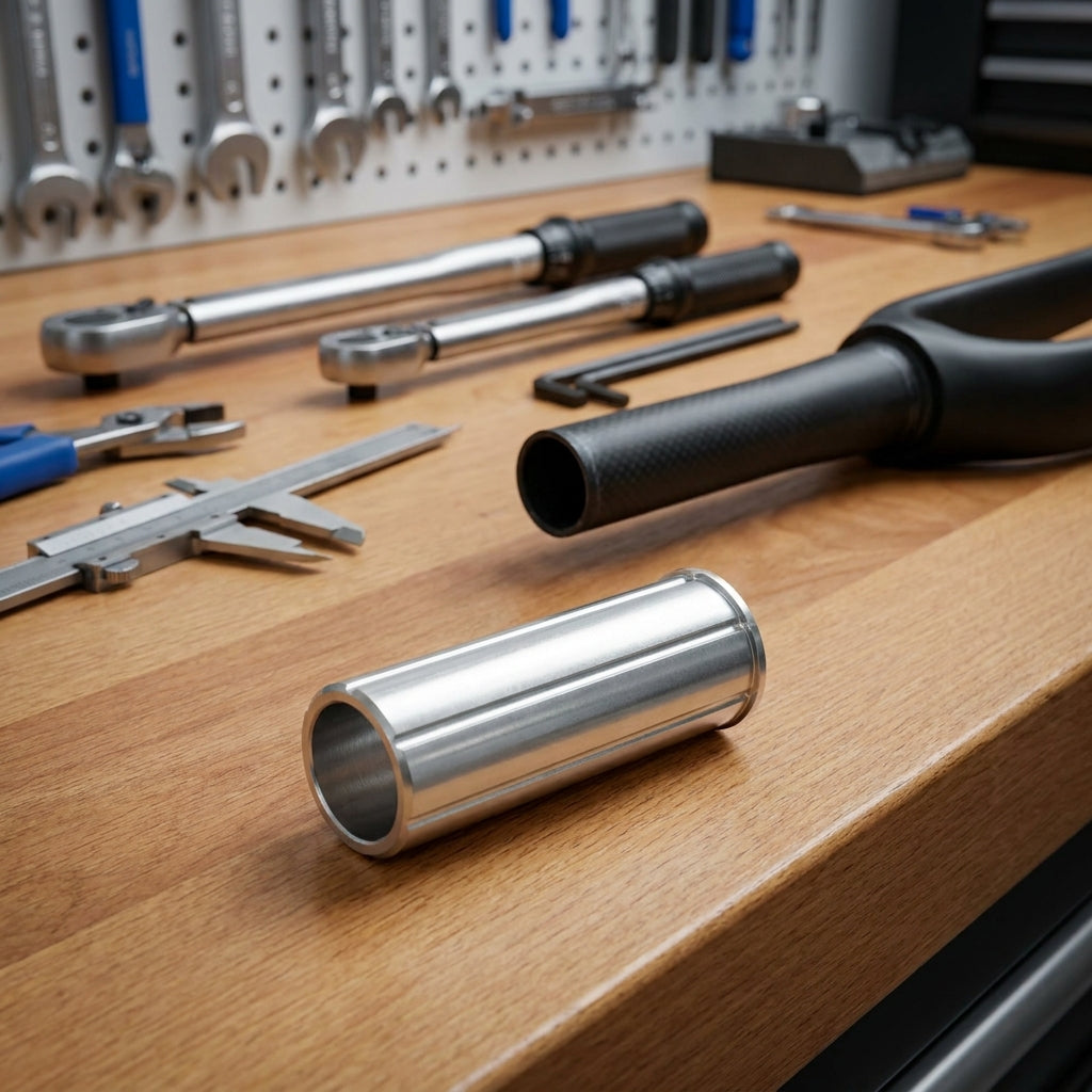 Alu Reduzierhülse silber für 1" Vorbau an 1 1/8" Gabel.