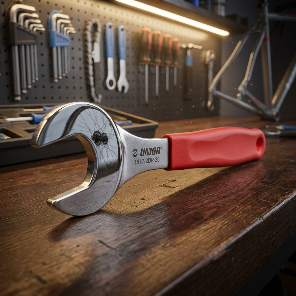 Unior 1617-2DP-US Konusschlüssel 26mm rot. Präzisions-Fahrradwerkzeug für Nabenwartung und Reparaturen.