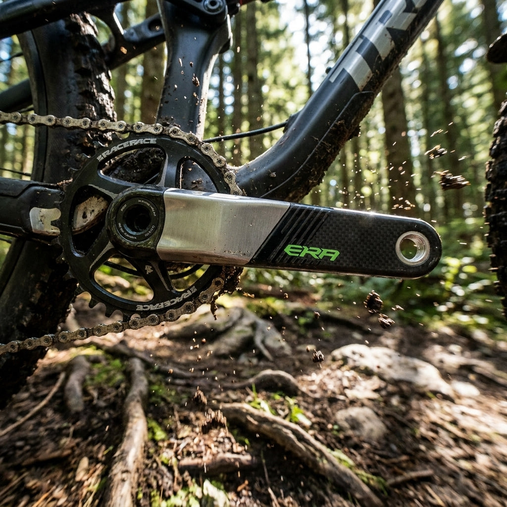 Race Face Era Carbon Kurbel 170mm/30mm grün für High-Performance MTB-Antrieb im Gelände.