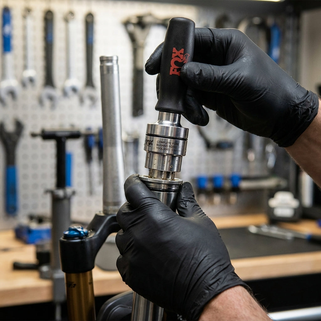 FOX Kit Tooling: Präzises Gabelbuchsen-Werkzeug für FOX Federgabeln (32-40mm). Fahrrad Service, Reparatur, Passung optimieren.