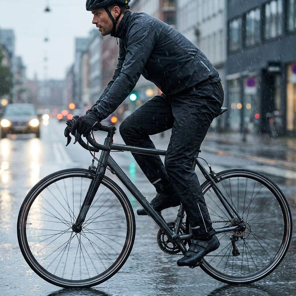 Basil Skane Herren Regenhose Jet Black XL am Radfahrer im Regen. Wasserdichter Schutz beim Fahrradfahren.