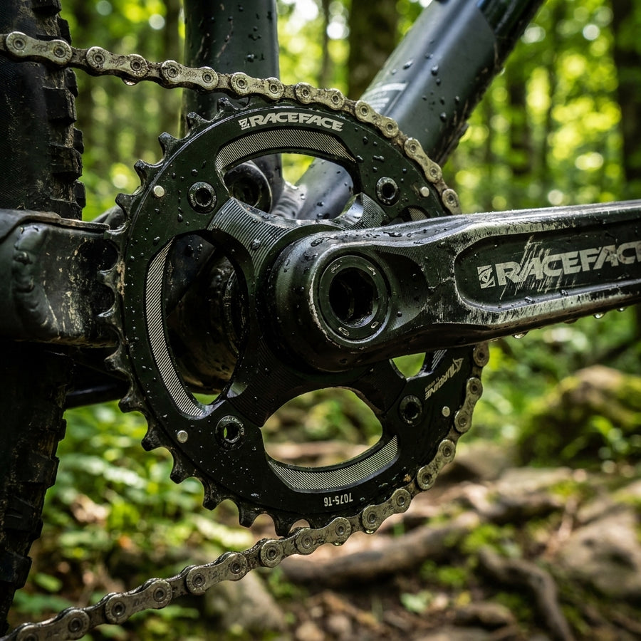 Race Face Turbine Kettenblatt 104 BCD, 34 Zähne, 11-fach, schwarz, leicht & effizient am Mountainbike.