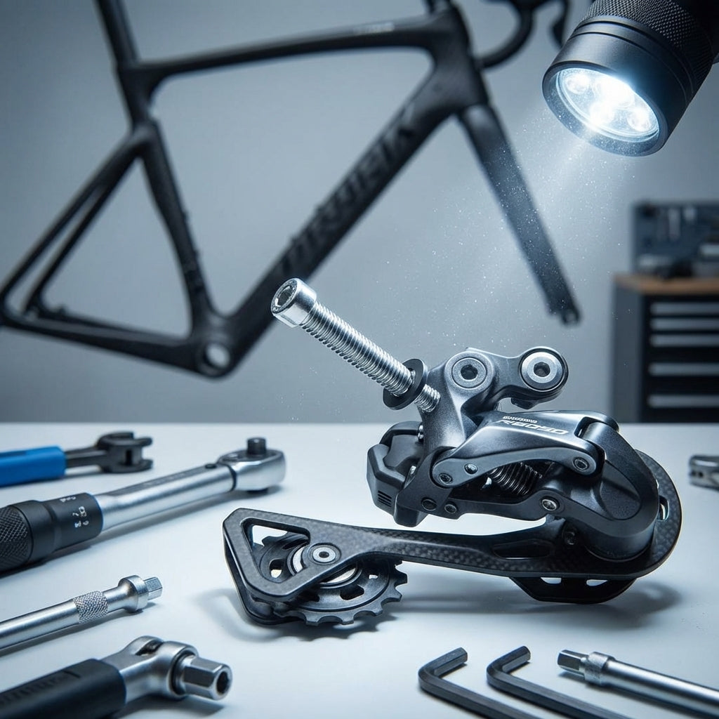 Shimano Einstellschraube RD-R8050 für Di2 Schaltwerk zur präzisen Justierung der Spannfeder im Radsport.