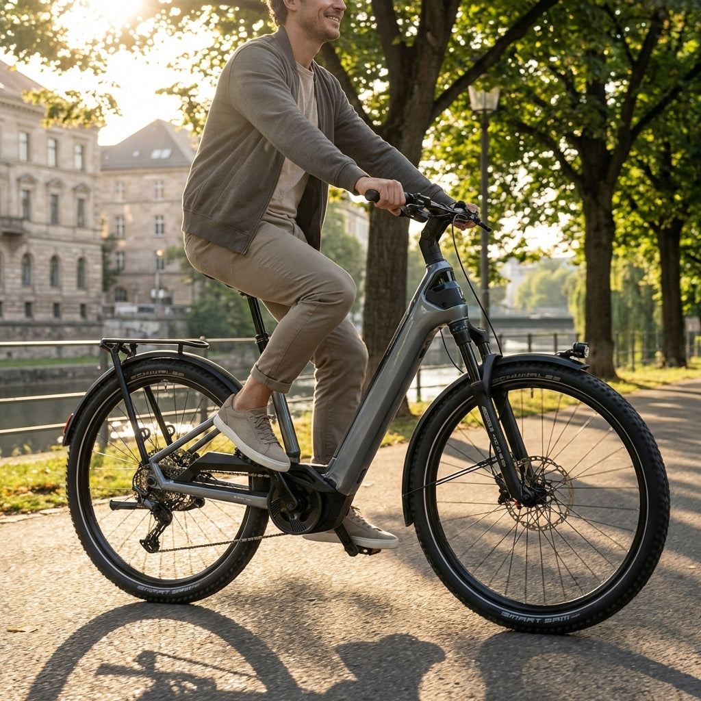 Centurion Country R2000 L EP2 Marinegrau: komfortables City- und Trekkingrad mit tiefem Einstieg für entspannte Fahrten.