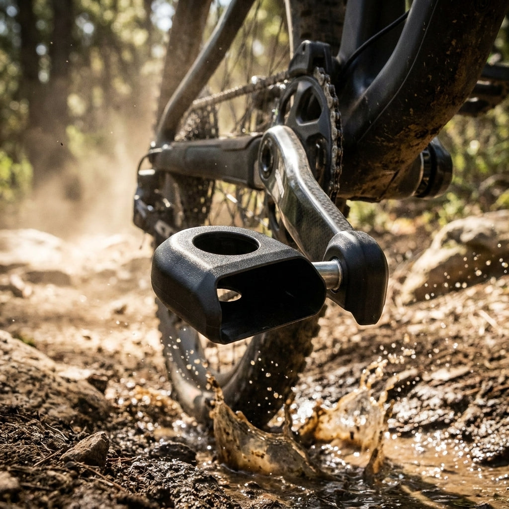 SRAM Kurbelarm Guard schwarz schützt Kurbelarm vor Kratzern beim Mountainbiken durch Schlamm.