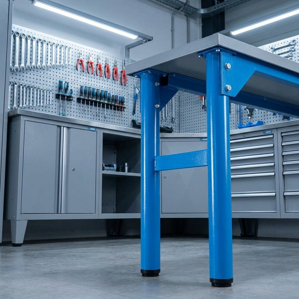 Unior Fuß-Set 2teilig für modulare Eckwerkbank 990LB. Stabile Werkbankfüße für professionelle Werkstätten.