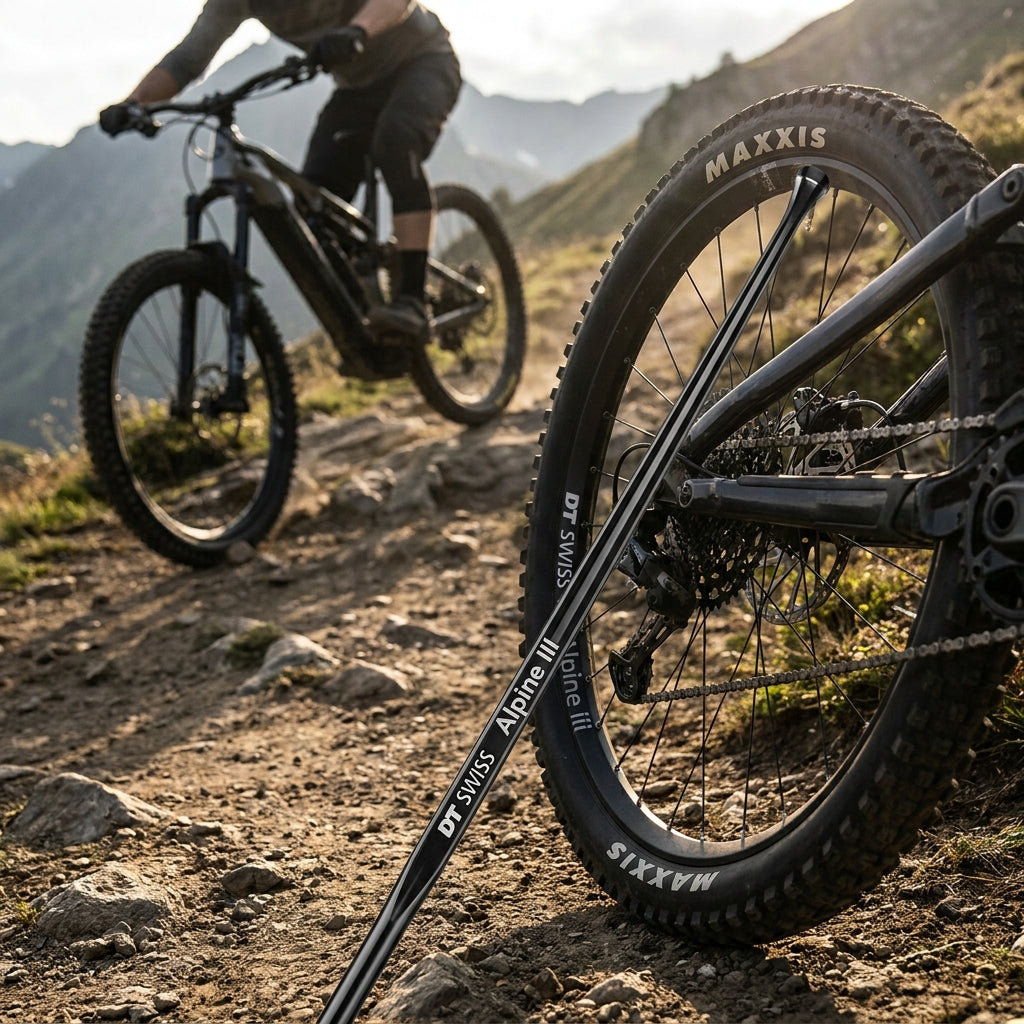 DT Swiss Alpine III Speiche schwarz für ultrastarke E-Bike & Tandem Laufräder. Hochbelastbar, gewichtsoptimiert und stabil.