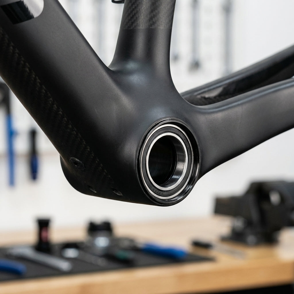 TOKEN Thread Fit Ninja BB386/BB392 Innenlager in einem Carbon-Fahrradrahmen.